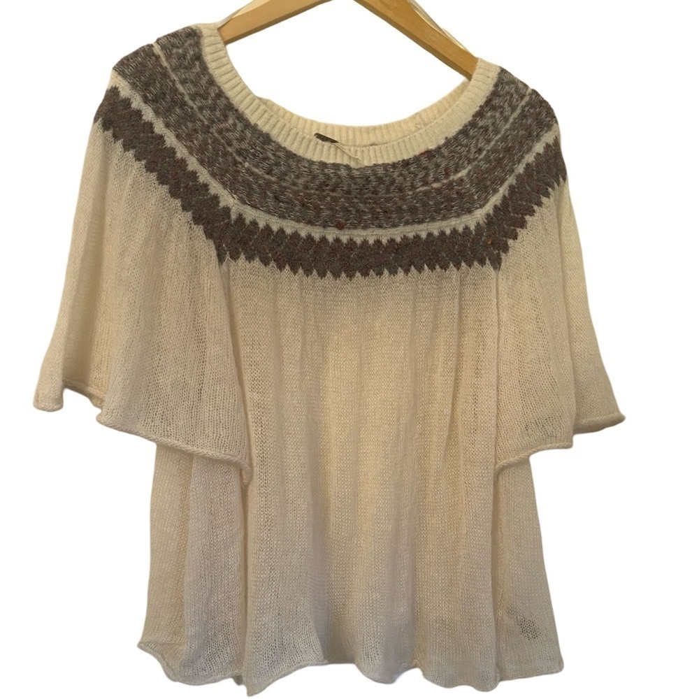 Free People Loch Lomond Flutter Sleeve Sweater Top Size XS - Picture 6 of 8